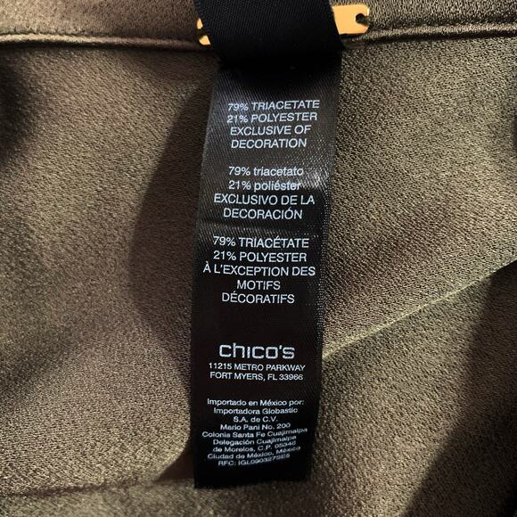 New Chicos Black Label Jacket Shacket Green Military Applique Women's 2 L 12 - Picture 10 of 10